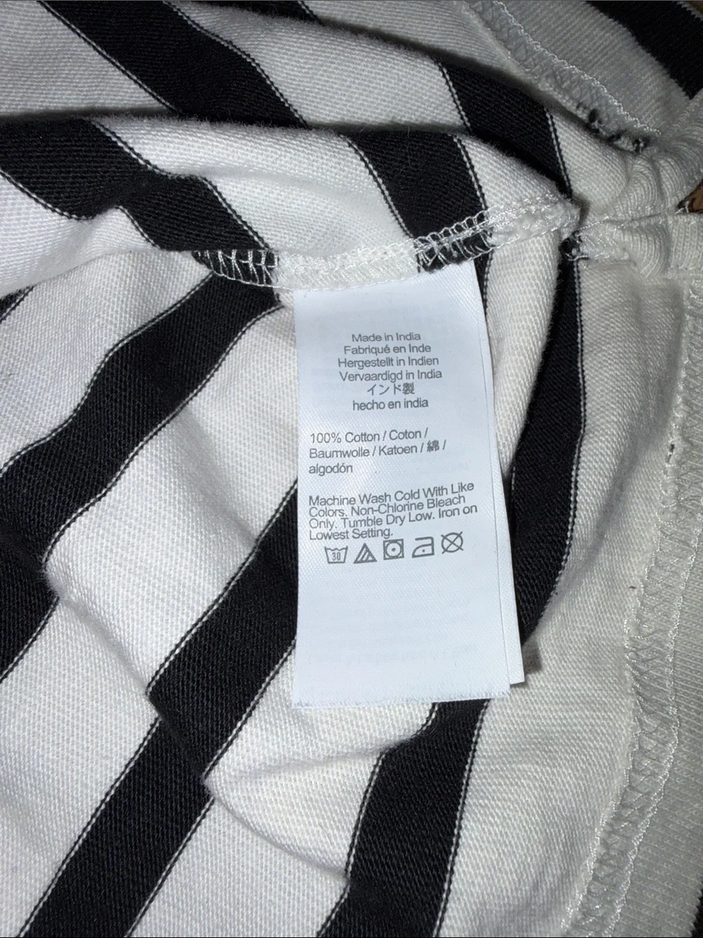 J. Crew 100% Cotton Black and White Boatneck Dress with Gold Buttons